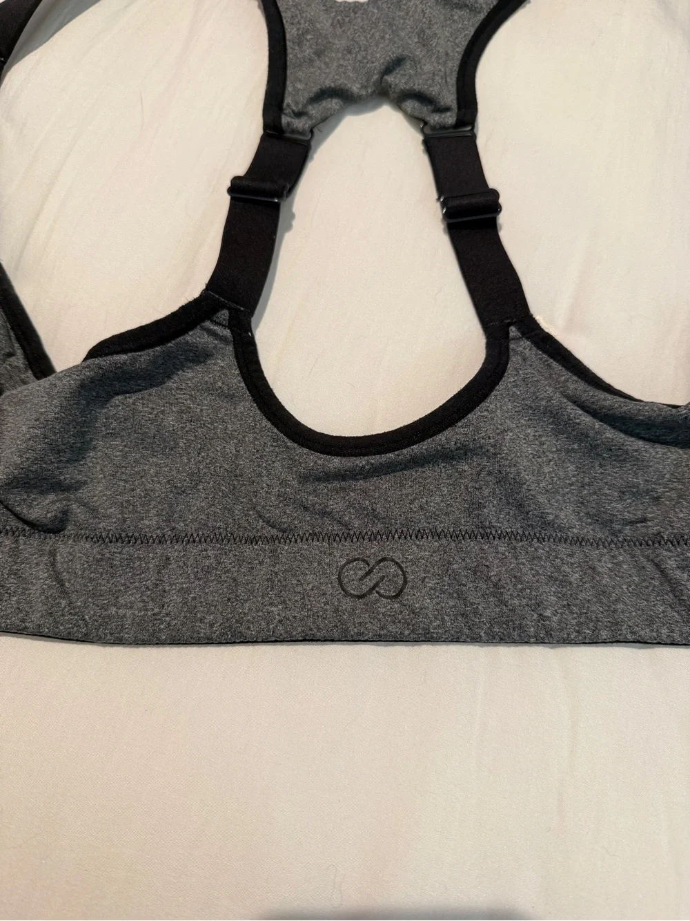 CALIA by Carrie Underwood Gray and Black Front-Zip High Support Sports Bra